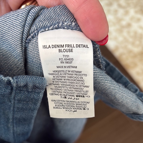 Denim Ruffle Trim shirt - Picture 3 of 5